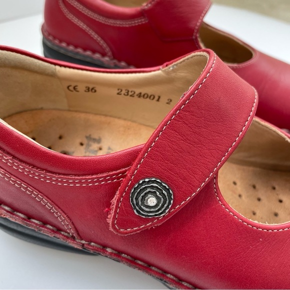 Finn Comfort Red Mary Jane Laval Nappa Leather Loafers Shoes Comfort 36 Wide - Picture 12 of 13